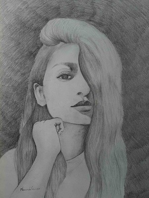 Portrait drawing pencil on paper 3